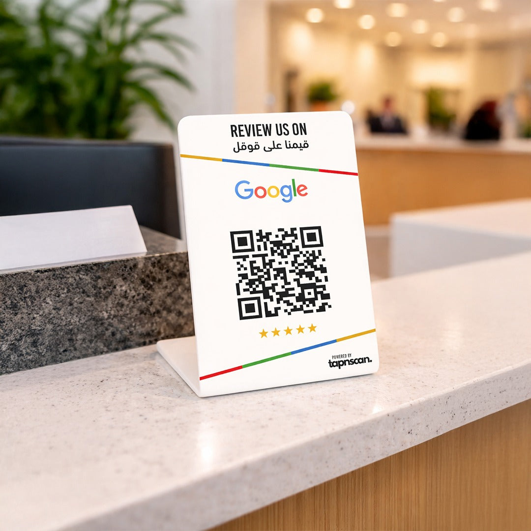 Dual Language Google Reviews Stand