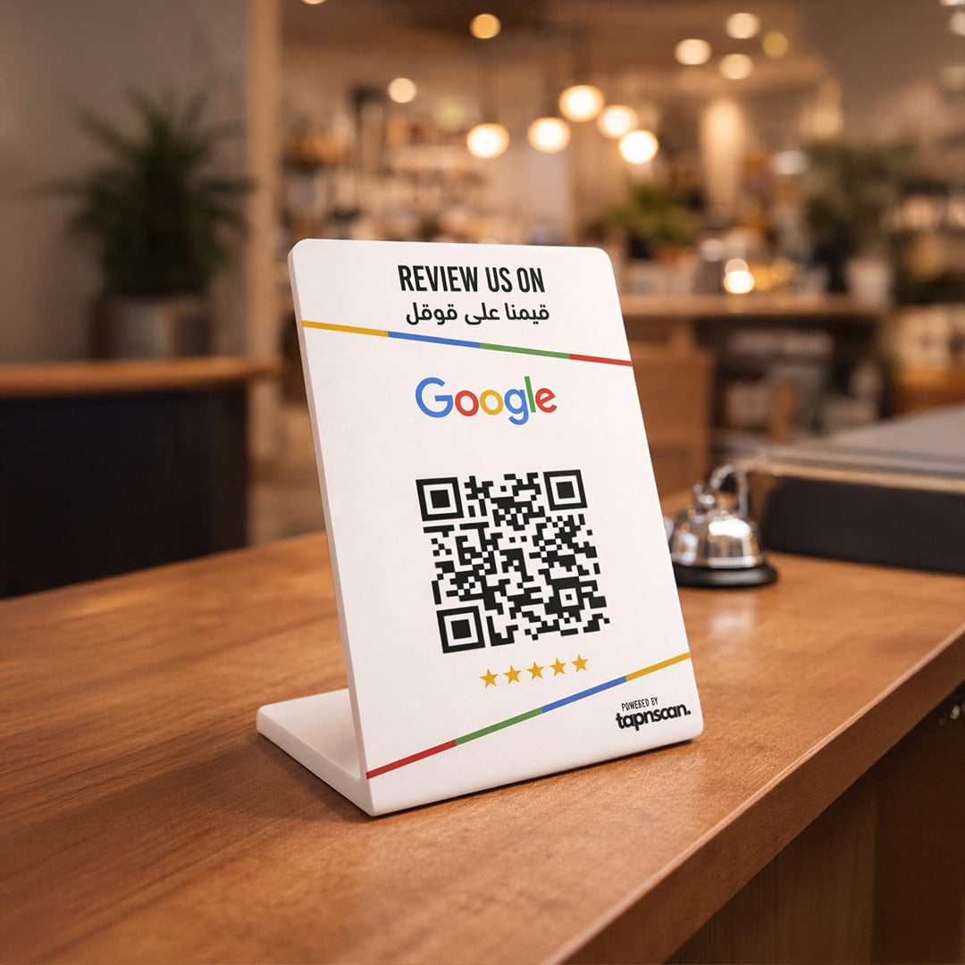 Dual Language Google Reviews Stand