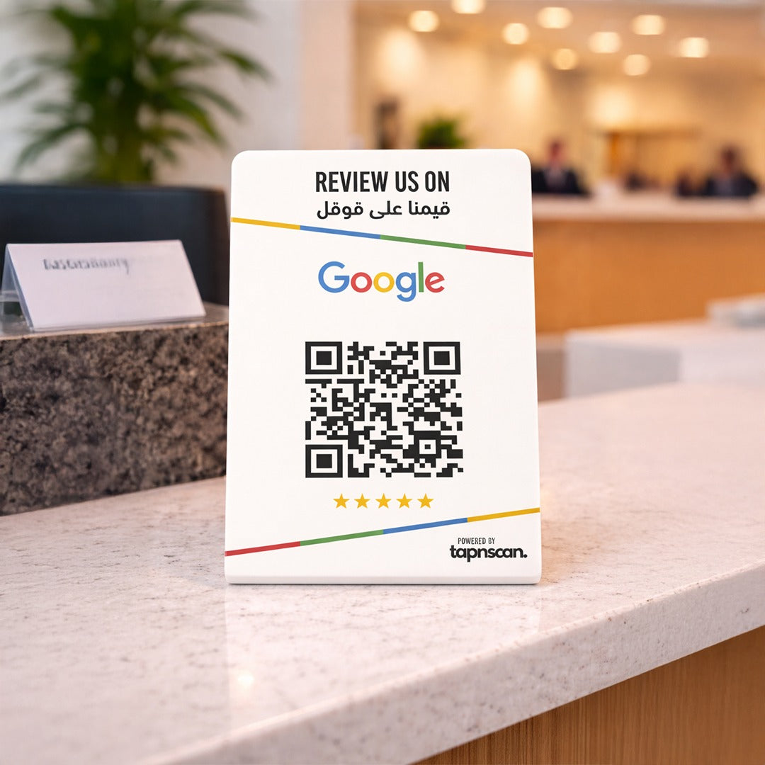 Dual Language Google Reviews Stand