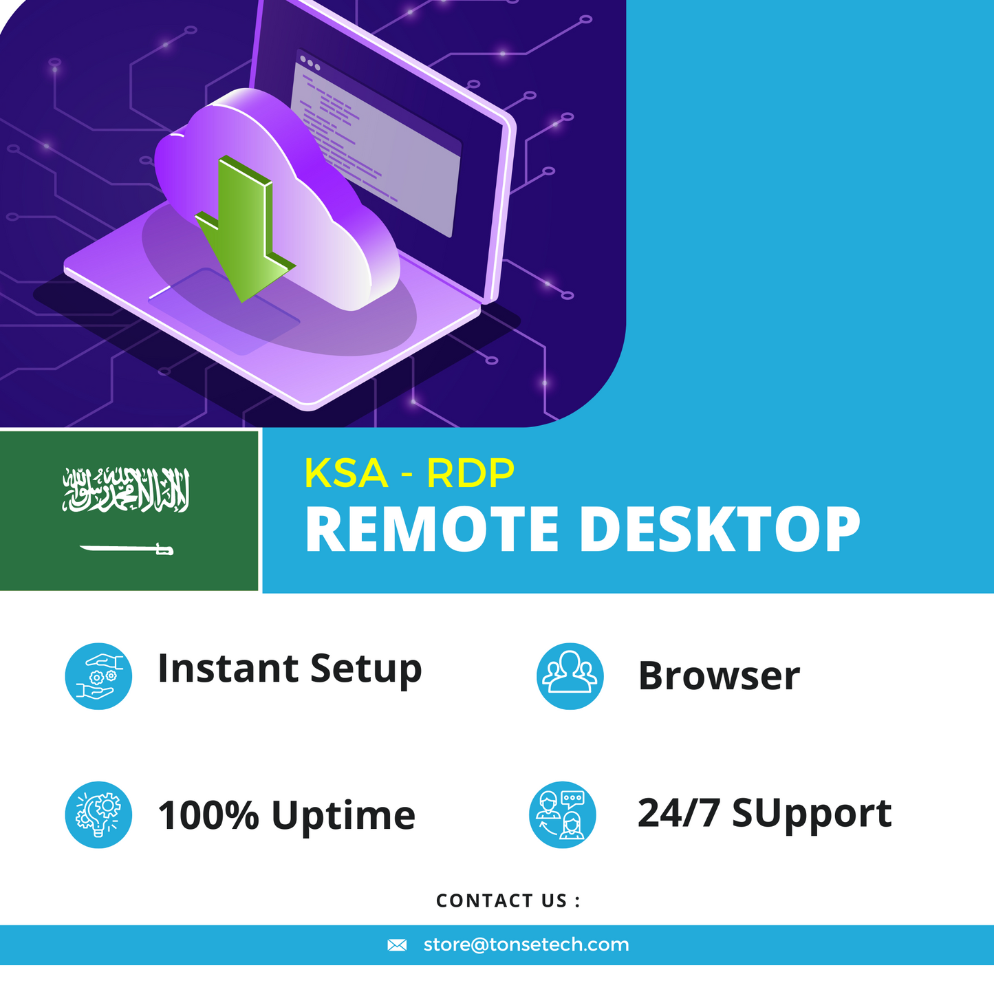 RDP KSA - Remote Cloud Desktop with Saudi Arabian IP - 12 months